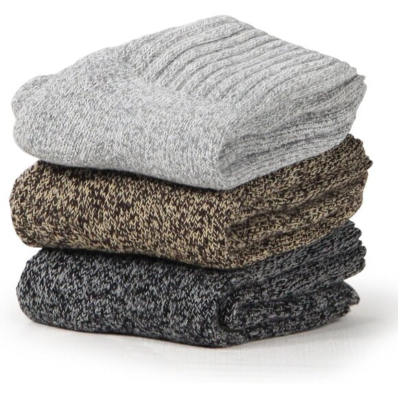 BenSorts Women 3 Packs Black Brown Gray Winter Thick Warm Polyester Boots Socks - Picture 2 of 6